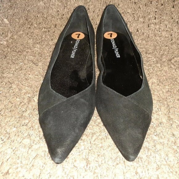 DONALD PLINER-Palma Suede/Leather Flat Skimmer-Black-Size 7-NWOB - Picture 3 of 7